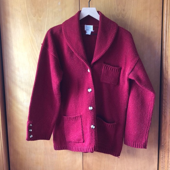 Vintage Sears Red Button Down Cardigan Sweater M - Picture 5 of 5